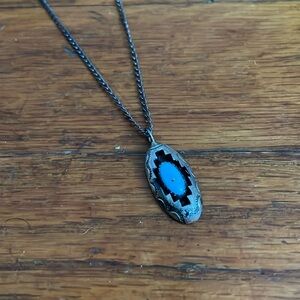 Vintage 90s Sterling Silver 925 Turquoise South Western Pendant on 24” chain